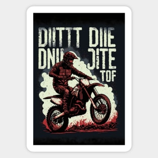 Dirt bike - red silhouette, black background Sticker